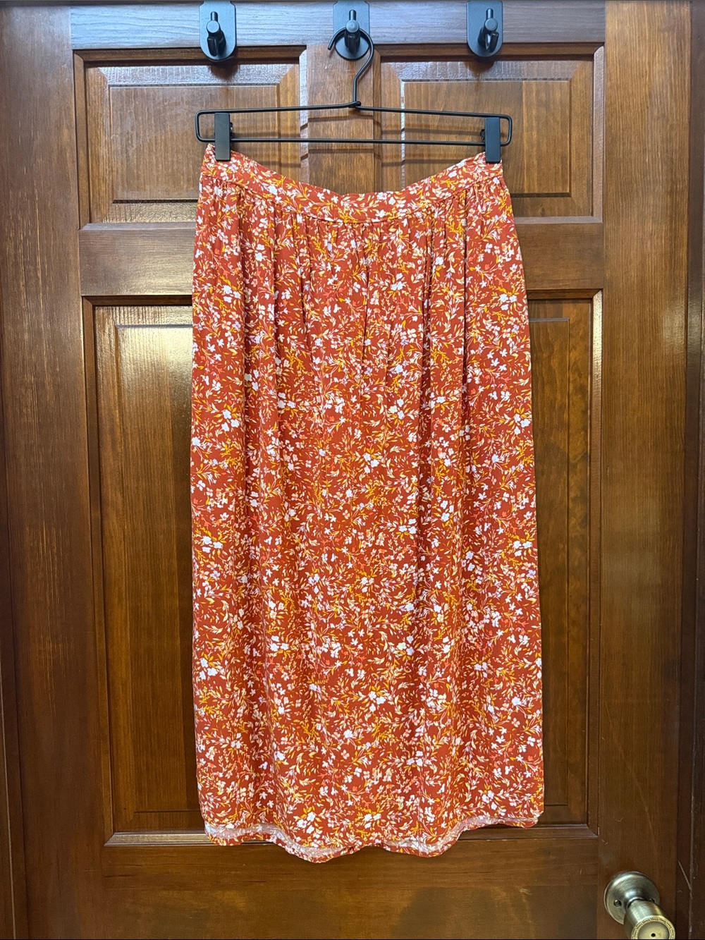 Women's Rust Floral Midi Skirt